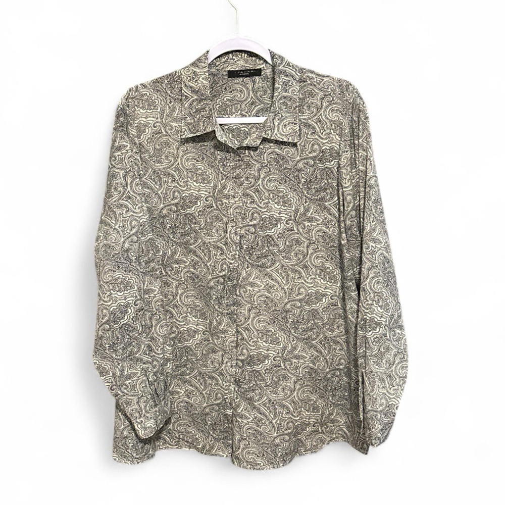 NWOT - T Tahari Collared Long Sleeve Button Front Shirt (Plus Size) - 1X